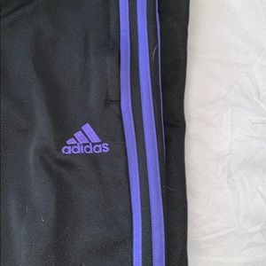 Purple full length adidas track pants